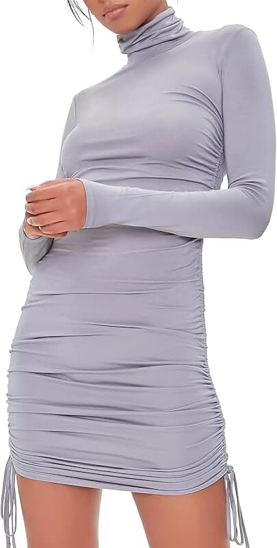 Women's Ruched Drawstring Mini Dress