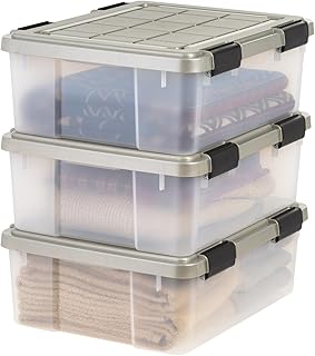 Set of 3 Clear 27 Qt Storage Bins with Gasket Seal Lids