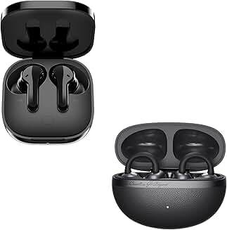 Black QCY T13 and Crossky C50 earbuds