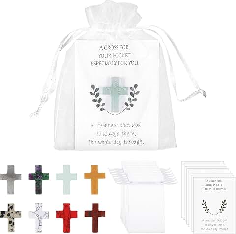 48 Sets Pocket Hug Token Cards with Crystal Stones and Bags