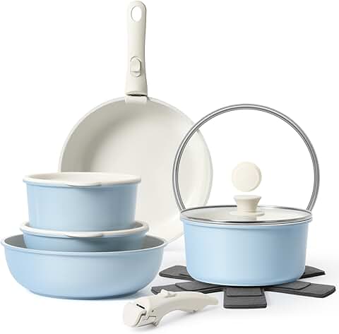 15-Piece Nonstick Cookware Set with Detachable Handles