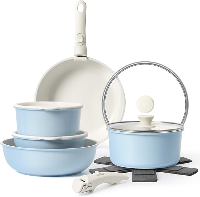 15-Piece Nonstick Cookware Set with Detachable Handles