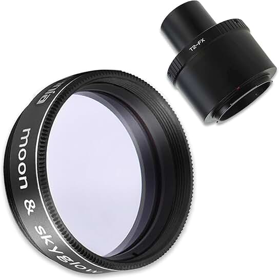 Lens and telescope adapter with moon filter