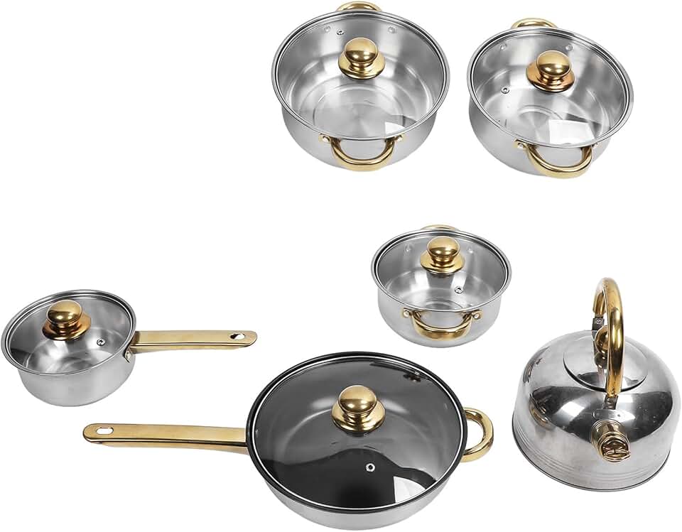 12-Piece Stainless Steel Cookware Set with Detachable Handle
