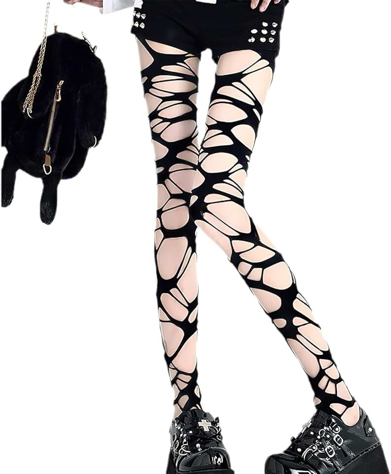 Women's Ripped Fishnet Tights for Halloween and Party