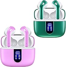 Forest Green and Sunset Pink True Wireless Earbuds with Charging Case
