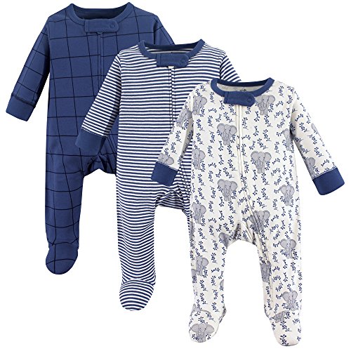 unisex baby  Cotton and Play, 3 Pack Sleepers, Elephant, 3-6 Months US