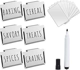 Kitchen Clip Label Holders, 6 Pack with 20 Cards