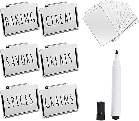 Kitchen Clip Label Holders, 6 Pack with 20 Cards