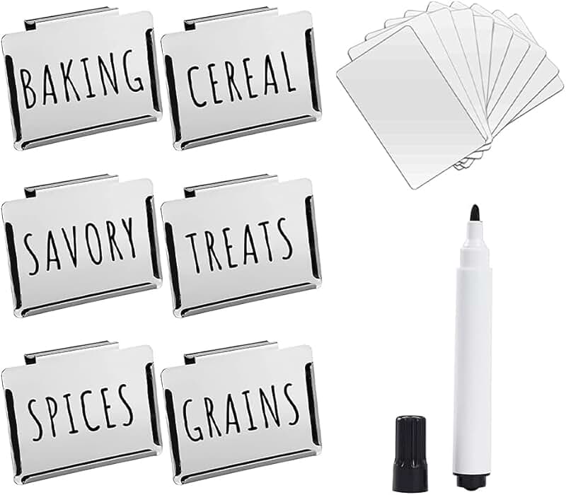 Kitchen Clip Label Holders, 6 Pack with 20 Cards