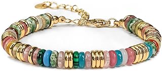 Colorful 18K Gold Plated Beaded Bangle Set for Women