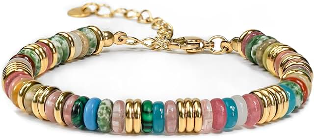 Colorful 18K Gold Plated Beaded Bangle Set for Women