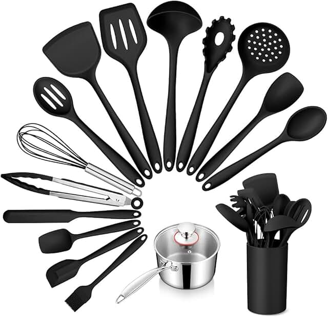 15-Piece Silicone Kitchen Utensil and Saucepan Set