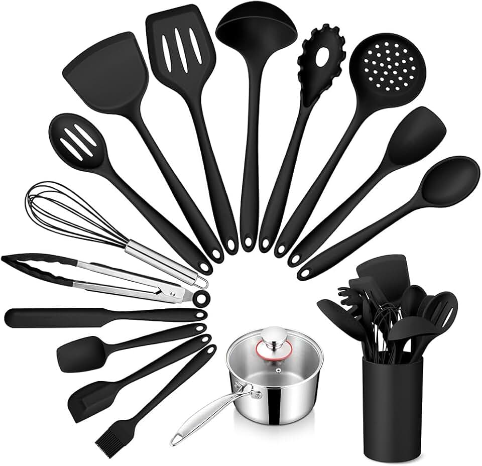 1 Quart Stainless Steel Saucepan with 15 Utensils Set