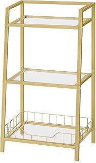 Gold Glass 3-Tier Floor Shelf for Bathroom and Laundry