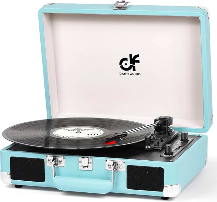 Vintage 3-Speed Portable Vinyl Record Player with Built-in Speakers