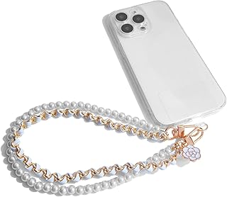 Pearl Beaded Phone Wrist Strap with Double Chains