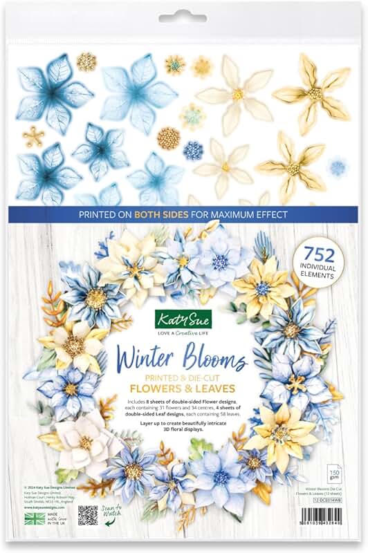 Winter Blooms Die Cut Flowers and Leaves Pack
