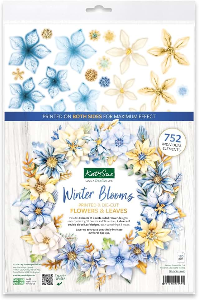 Winter Blooms Die Cut Flowers and Leaves Pack
