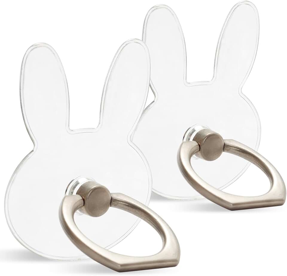 Two Clear Finger Ring Phone Holder with 360° Rotation