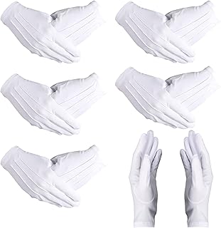 12 Pairs White Uniform Gloves for Adults