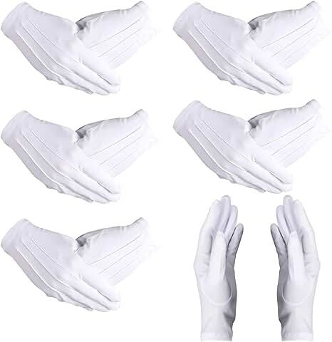 12 Pairs White Uniform Gloves for Adults