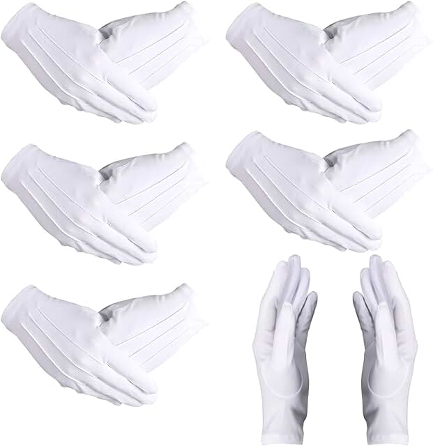 12 Pairs White Uniform Gloves for Adults