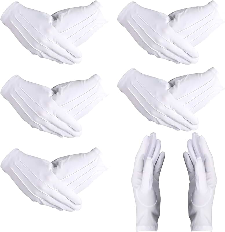 12 Pairs White Uniform Gloves for Adults