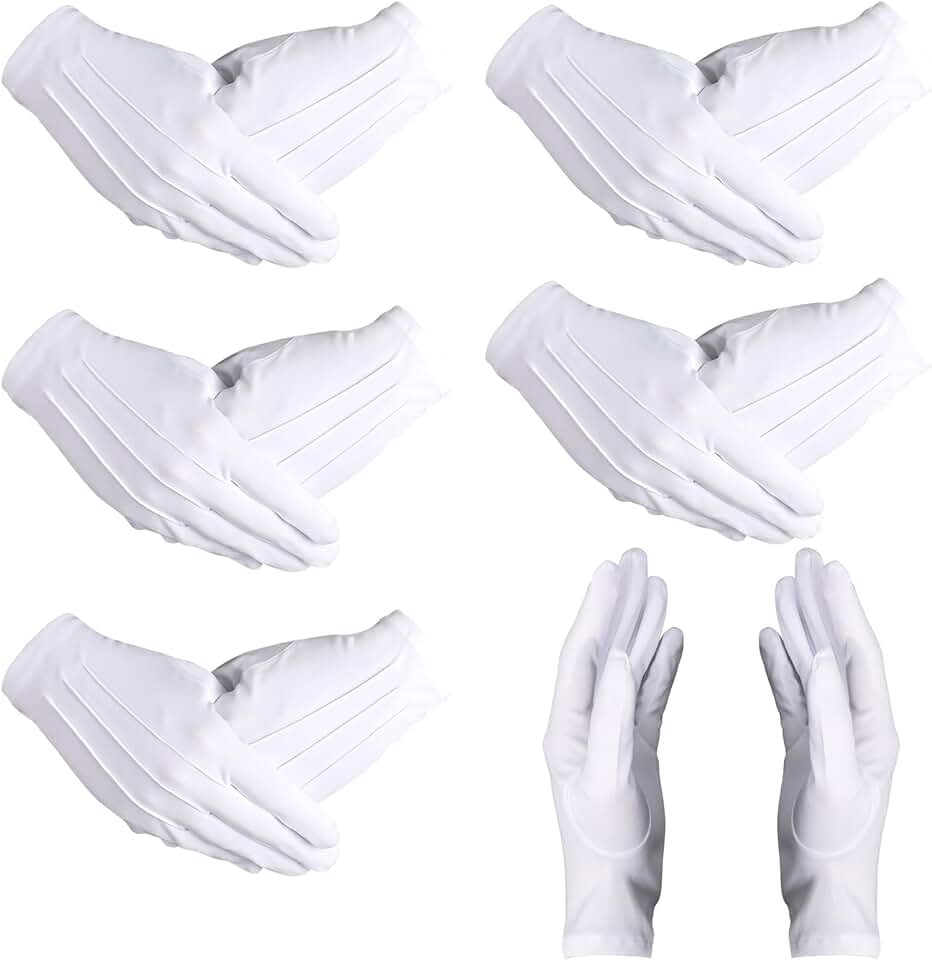 12 Pairs White Uniform Gloves for Adults