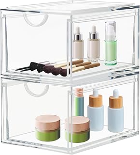 Two Clear Acrylic Stackable Cosmetic Storage Drawers
