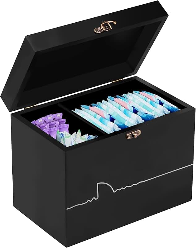 Wooden Tampon and Sanitary Napkin Holder with Lid