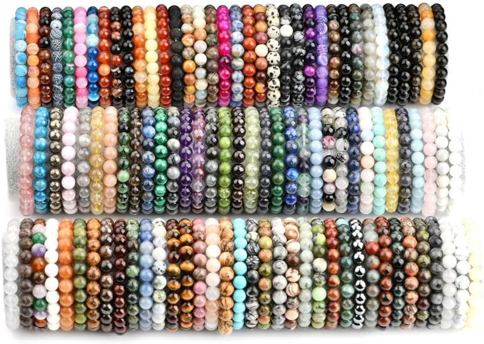 Set of 15 Boho Beaded Elastic Bracelets in Multiple Colors