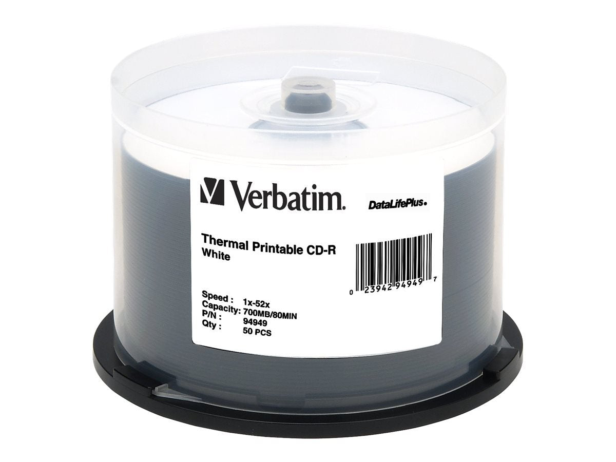 CD-R 700MB 52X DataLifePlus White Thermal Printable - 50pk Spindle