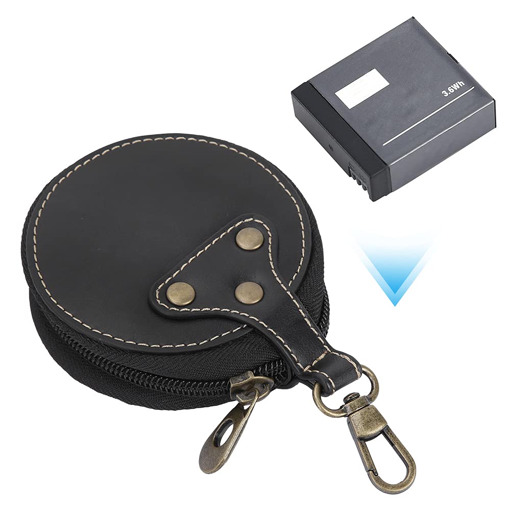 Cam Battery Bag, Protective Camera Battery Case PU Leather for Outdoor(Black)