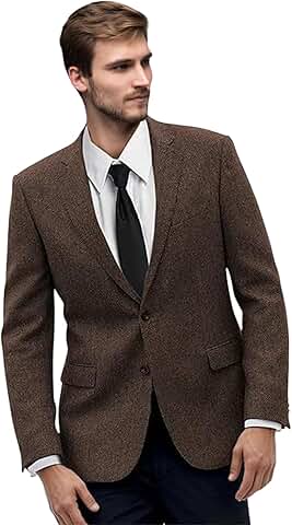 Men's Tweed Slim Fit Suit Jacket for Business and Casual