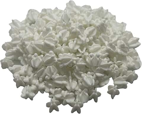 500 Medium White Plastic Crown Flower Beads for Jewelry and Crafts