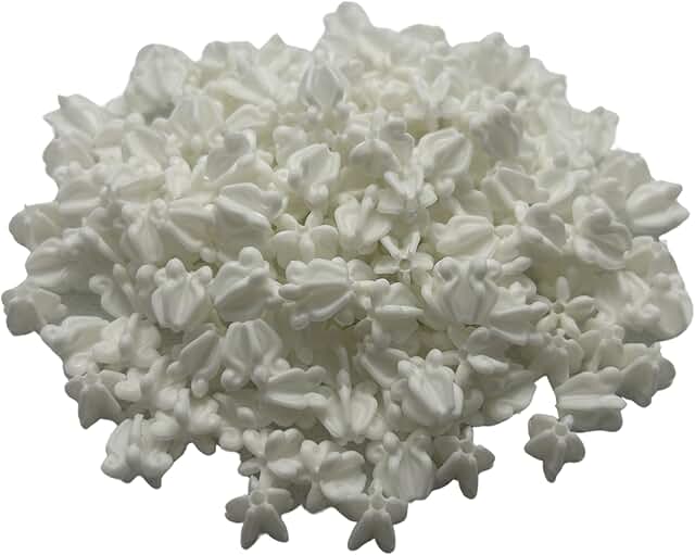 500 Medium White Plastic Crown Flower Beads for Jewelry and Crafts