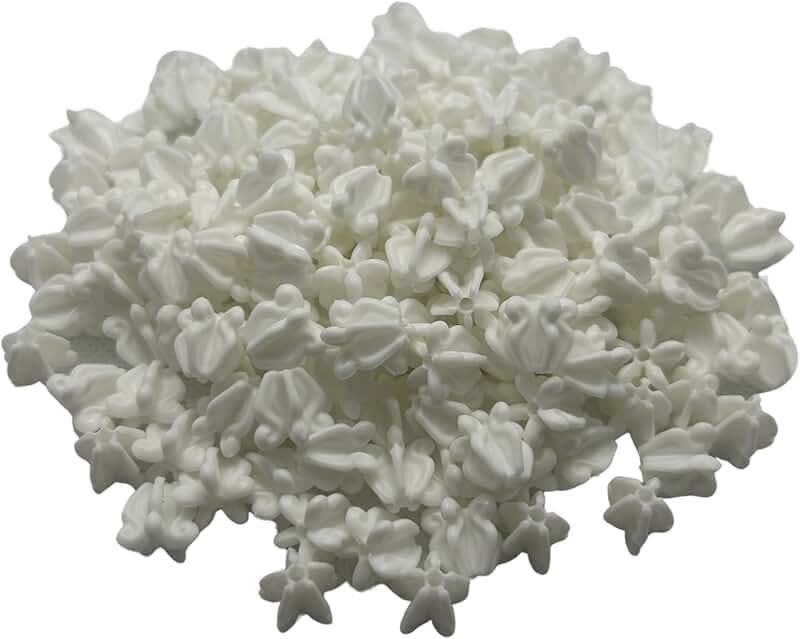 500 Medium White Plastic Crown Flower Beads for Jewelry and Crafts