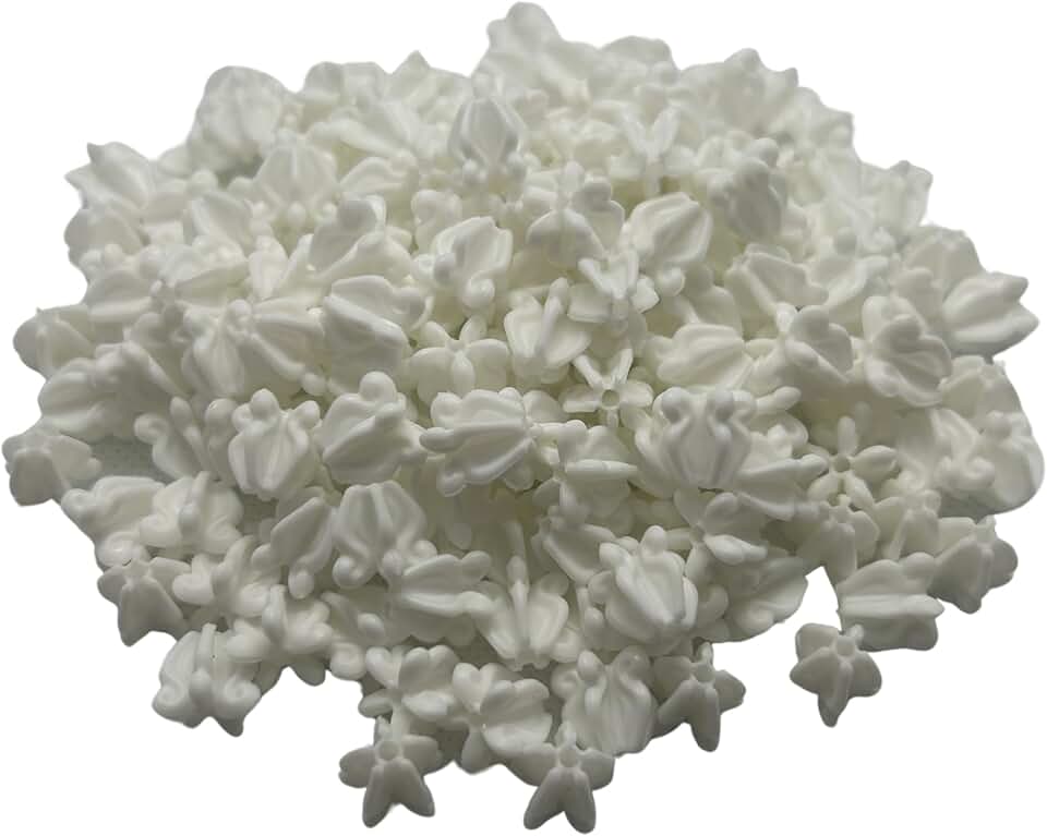 500 Medium White Plastic Crown Flower Beads for Jewelry and Crafts