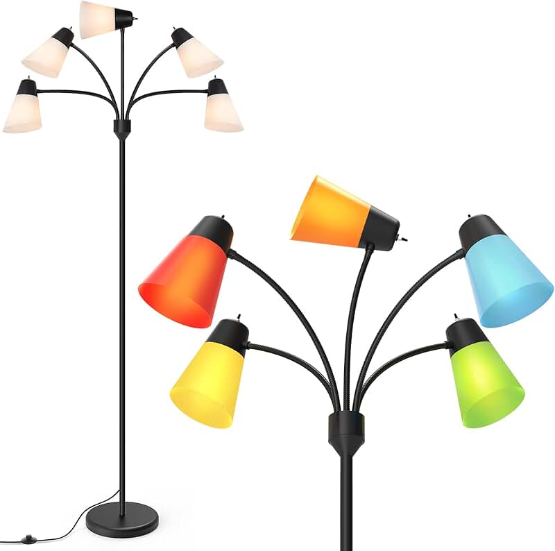 Tall multi-head LED floor lamp for living and bedroom