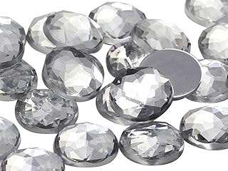 30mm Clear Flat Back Round Acrylic Rhinestones, 12 Pieces