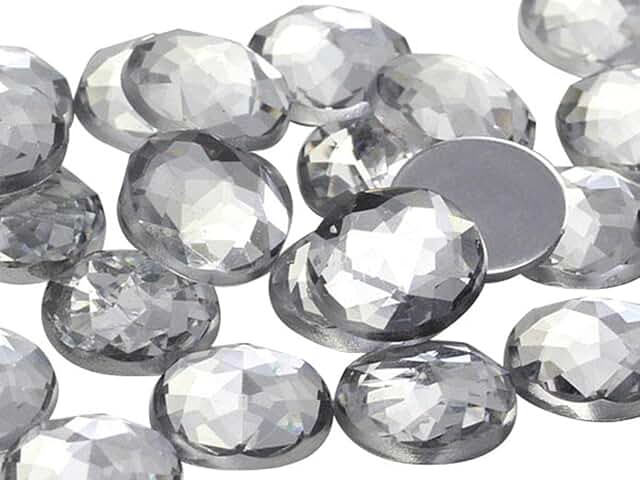 30mm Clear Flat Back Round Acrylic Rhinestones, 12 Pieces