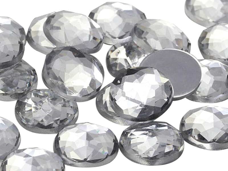 30mm Clear Flat Back Round Acrylic Rhinestones, 12 Pieces