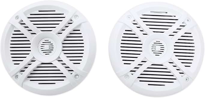 Pair 6.5" 2-Way Marine Boat Speakers, Waterproof, White