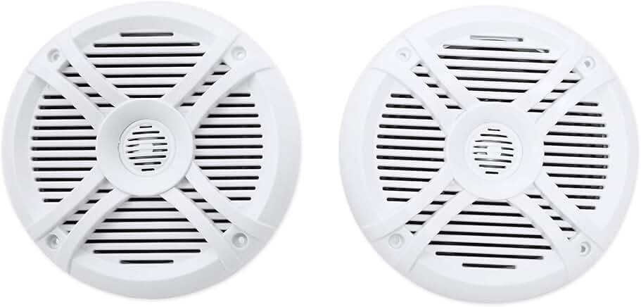 Pair 6.5" 2-Way Marine Boat Speakers, Waterproof, White