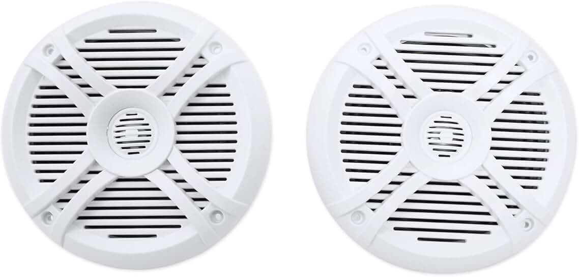 Pair 6.5" 2-Way Marine Boat Speakers, Waterproof, White