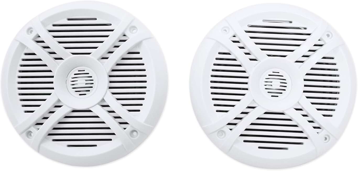 Pair 6.5" 2-Way Marine Boat Speakers, Waterproof, White