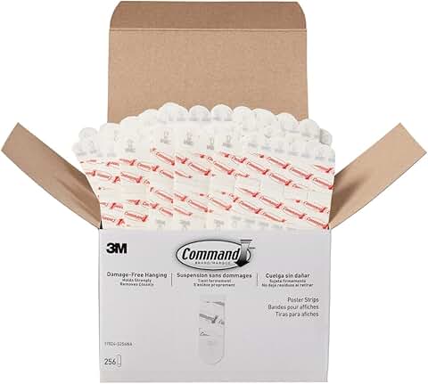 Damage-Free Poster Hanging Strips, 256 White Adhesive Strips