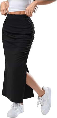 Women's Ruched Asymmetrical Split Thigh Pencil Skirt