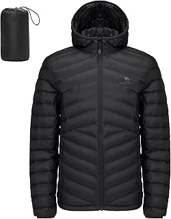 Men's Lightweight Packable Hooded Down Jacket for Outdoor Travel